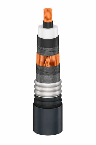 Corte de cable EHV XLPE con vaina de acero inoxidable corrugada