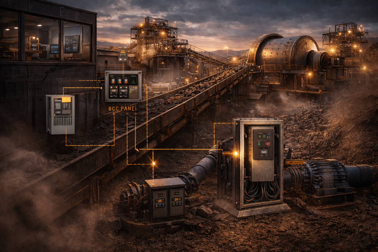 Arquitectura tecnica tipica de un sistema VFD en mineria